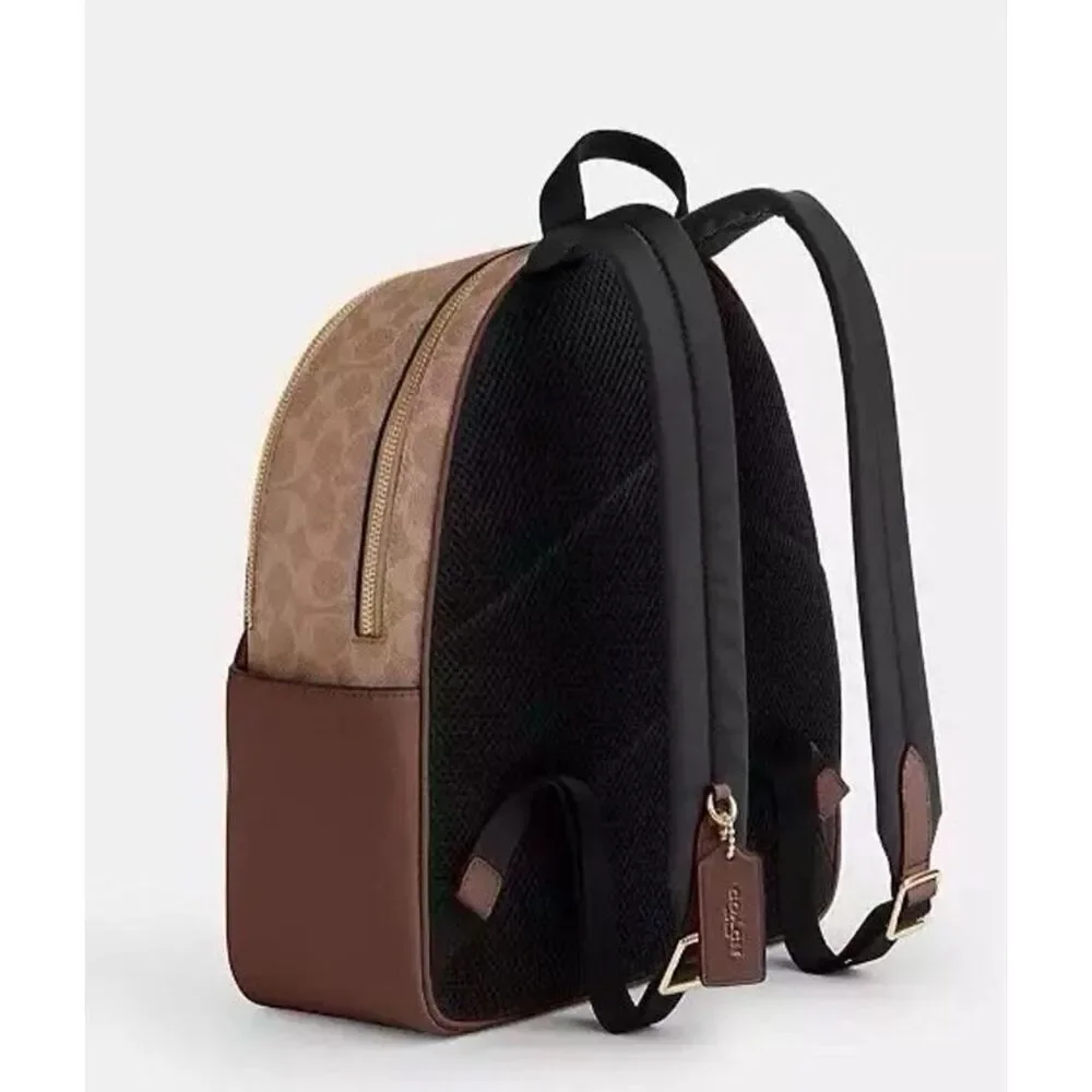 🎒NWT! Coach Sig COURT Backpack Tan/Brown CZ176 Msrp:$450.00 - Picture 3 of 8